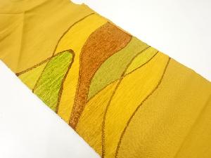 手織り紬抽象模様織出し名古屋帯